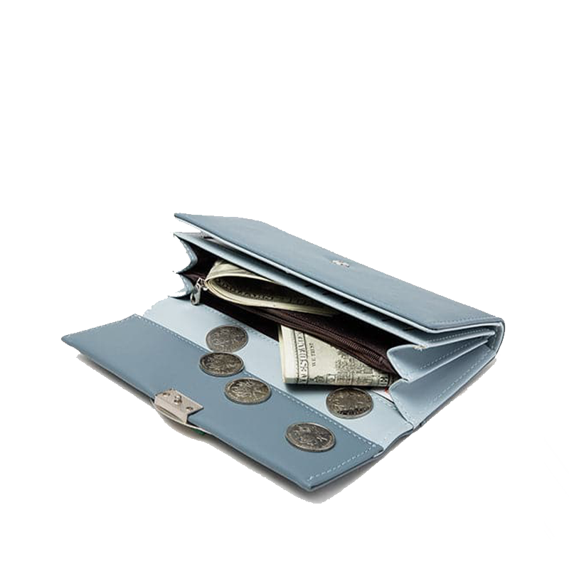 Elegant Leaf-Adorned Trifold Leather Wallet