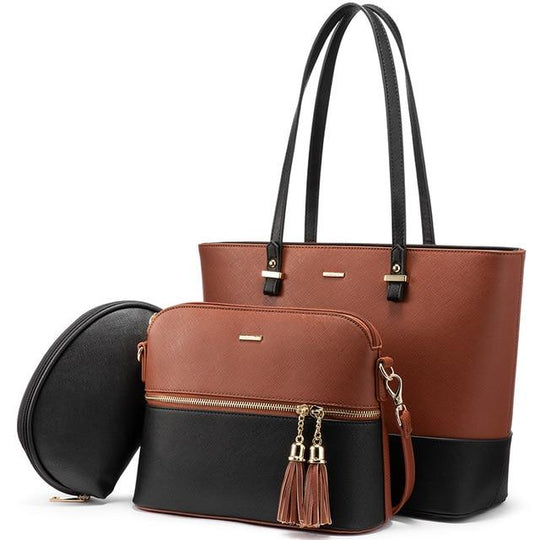 3-Piece Elegant Leather Bag Set - Grace’s Versatile Trio